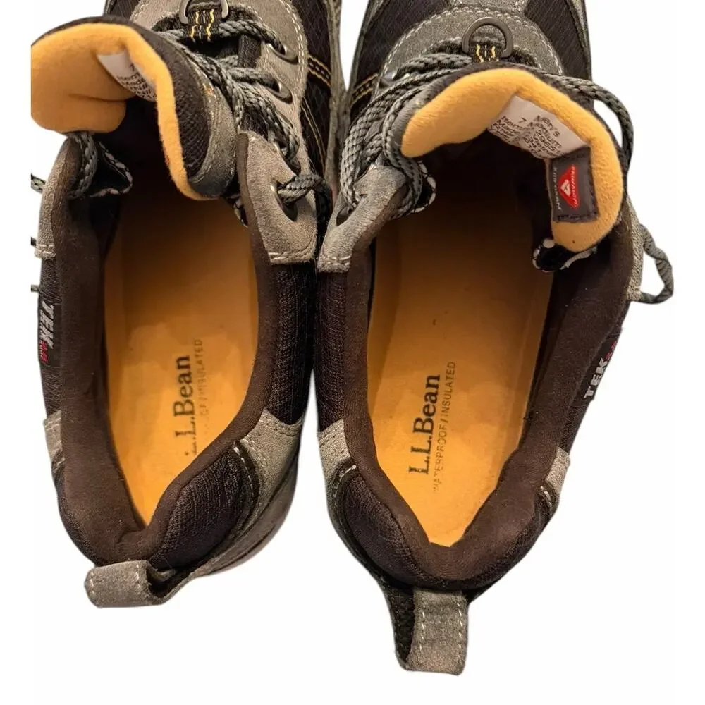 Mens LL BEAN Size 7 Hiking Snow Shoes Sneakers Gray Black